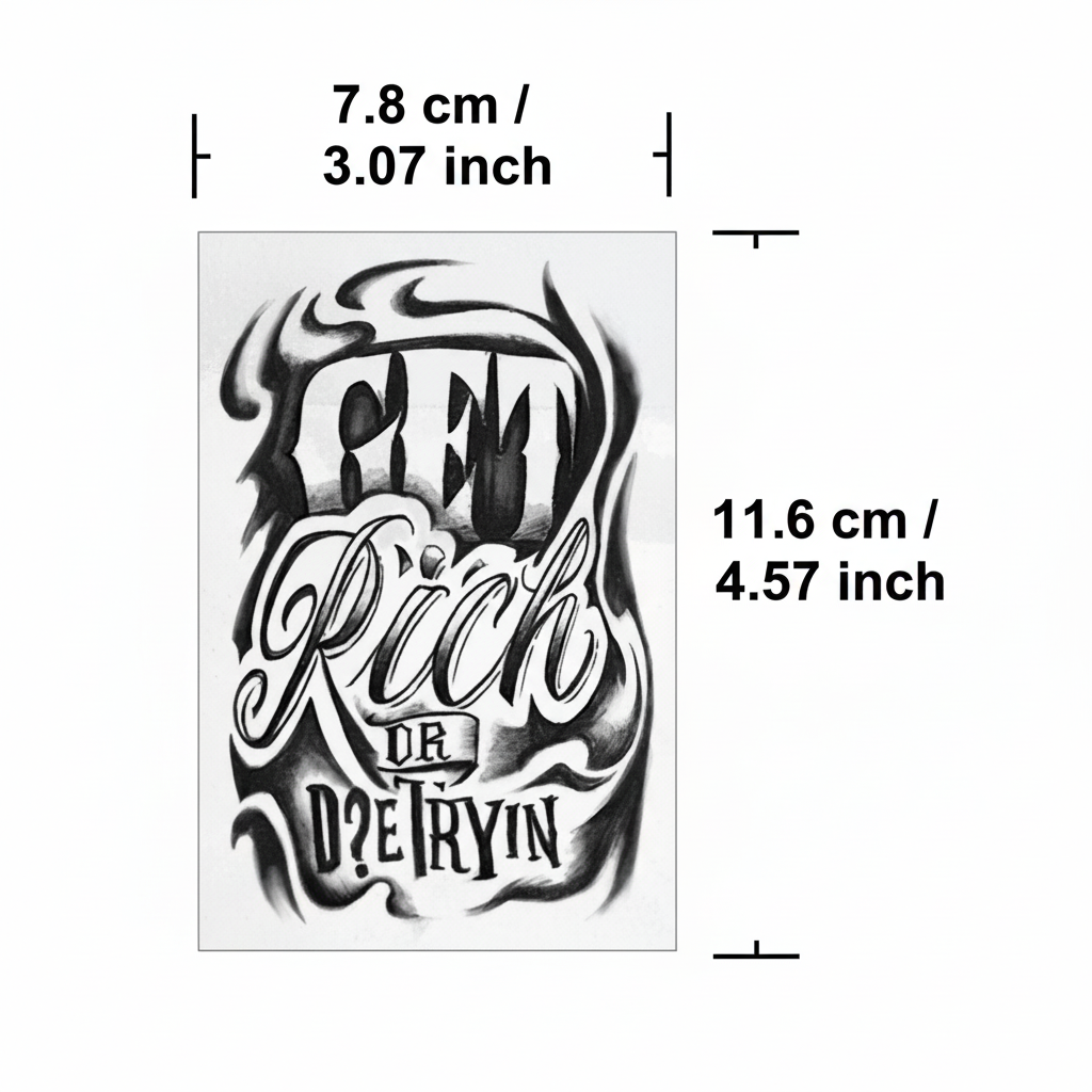 Get Rich or Die Trying Tattoo Measurements